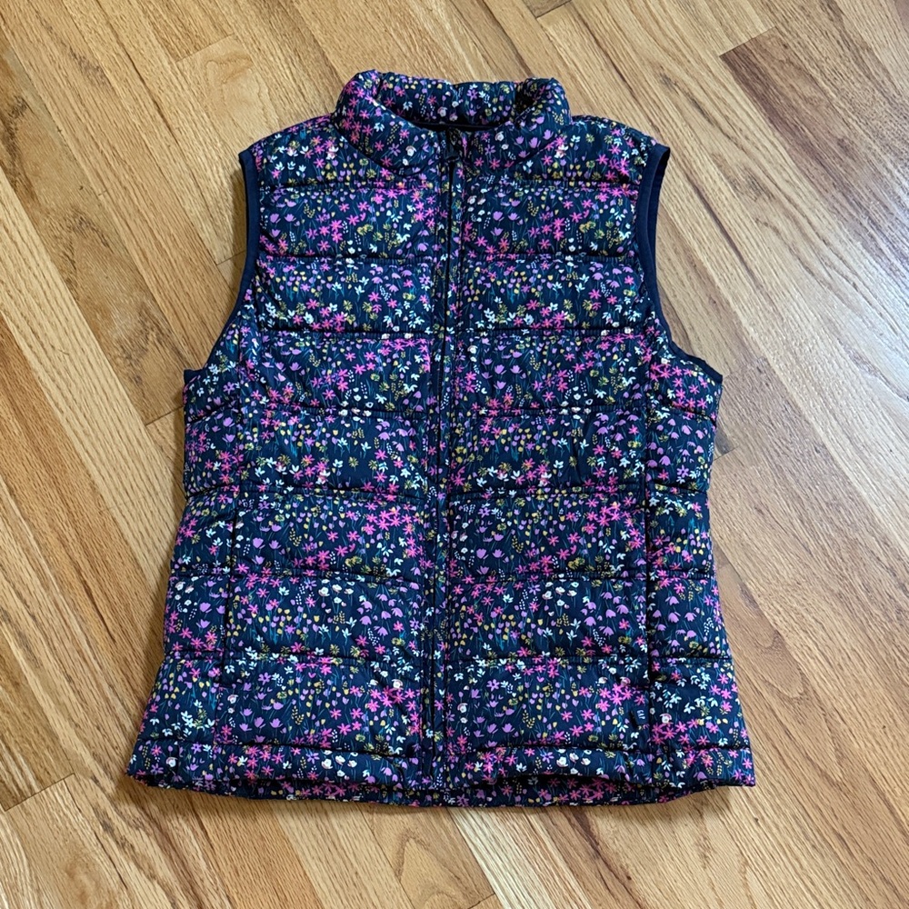 GAP Kids Navy Floral Puffer Vest, Size XXL